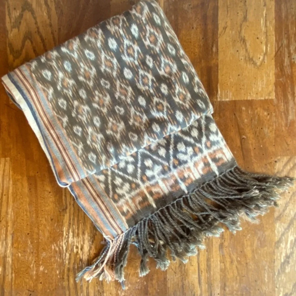 Long Ikat Scarf with Fringe - Picture 1 of 5